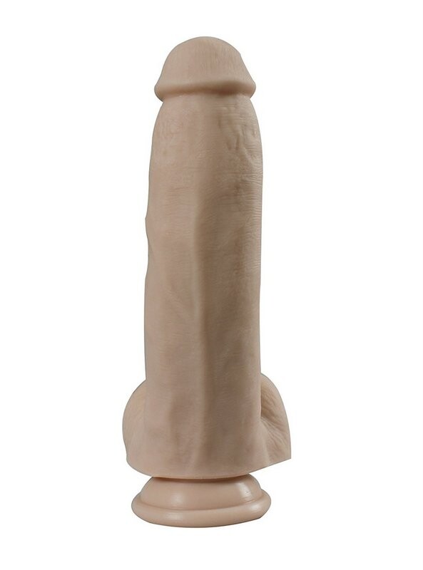 Mighty Man Spesical Curved 8.2" Realistic Cock Dual Density Veiny Dildo Dong With Balls Strong Suction Cup