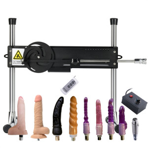 Jessky Remote Control and Wire-controlled Sex Machine with 8Pcs Dildo , Turbo Gear Power 120w Solid Steel Frame
