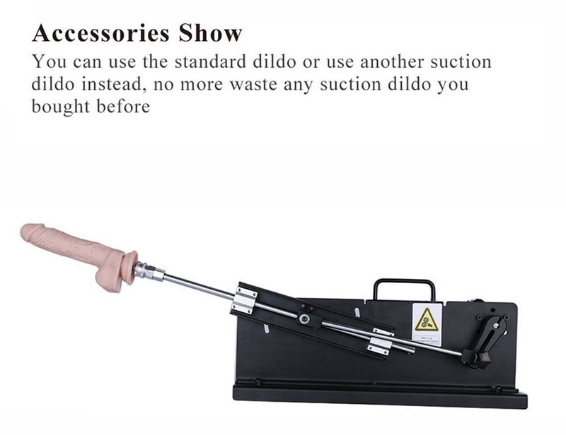 Metal Sex Machine with 120w Powerful Penetration Force and No Noise Vac-u-Lock Dildo Black