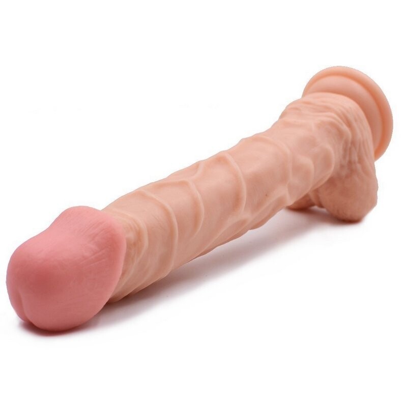 Dildo de 10 polegadas com ventosa - Pênis falso com bolas, brinquedo sexual adulto de massagem feminina para masturbação