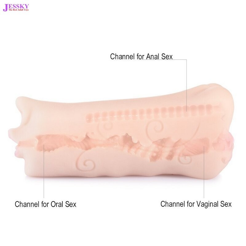 Masturbador Moldado Realístico 3D 3 em 1 para Sexo Vaginal, Anal e Oral para Masturbação Masculina