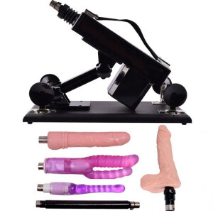 Máquina de sexo Masturbação Feminina com 5 acessórios de grande dildo para mulheres em preto