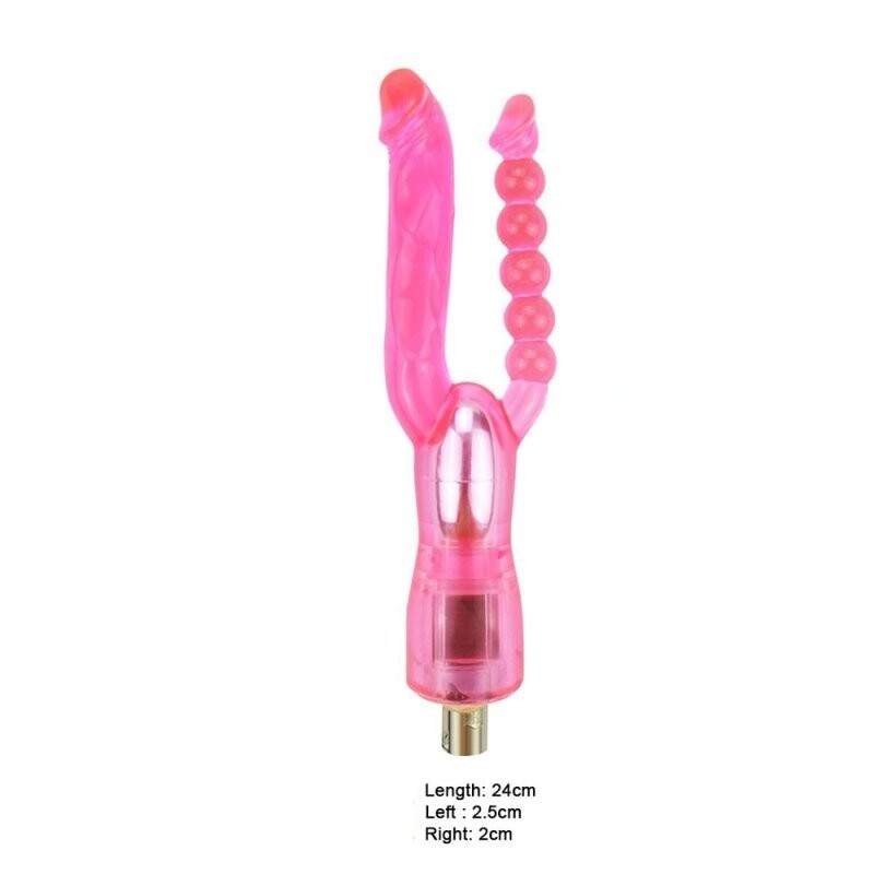 性器具デバイス用のダブルヘッドディルドアタッチメントおもちゃ（ピンク）