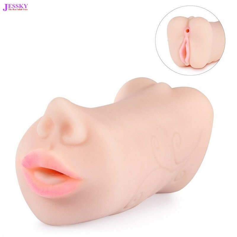 3D realistischer geformter Masturbator 3-in-1 Vaginal Anal Oralsex-Spielzeug für männliche Masturbation