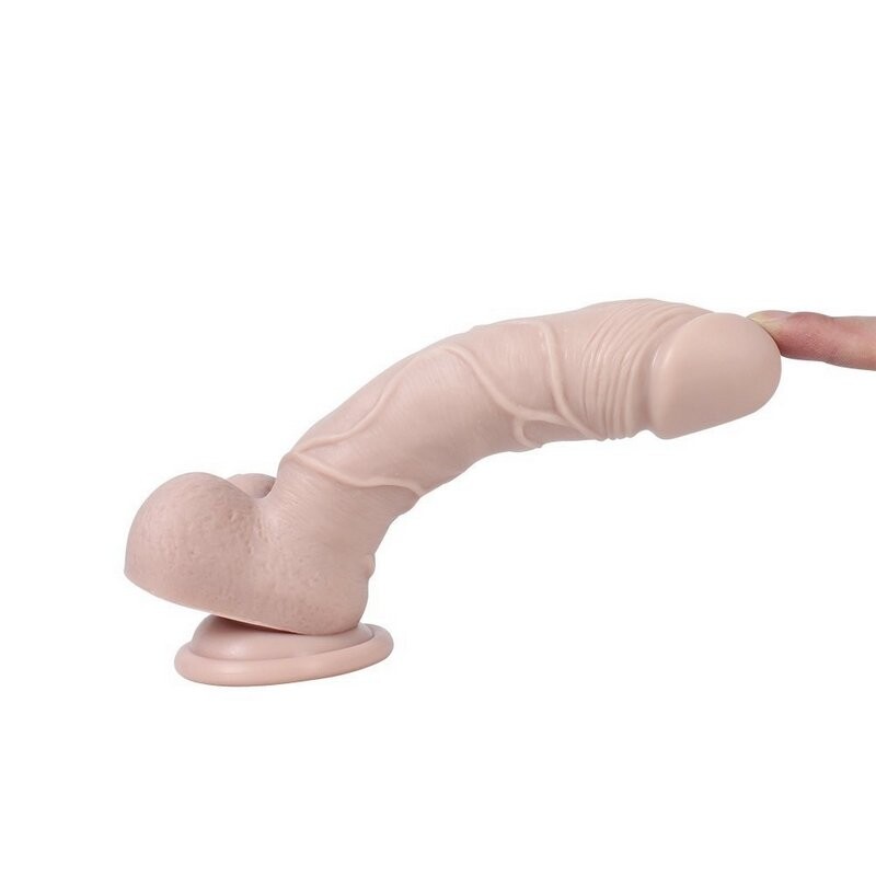 Beast Spezial Gebogener 7,8" Realistischer Penis aus Zweischicht-Silikongel mit Adern und Hoden und starkem Saugnapf
