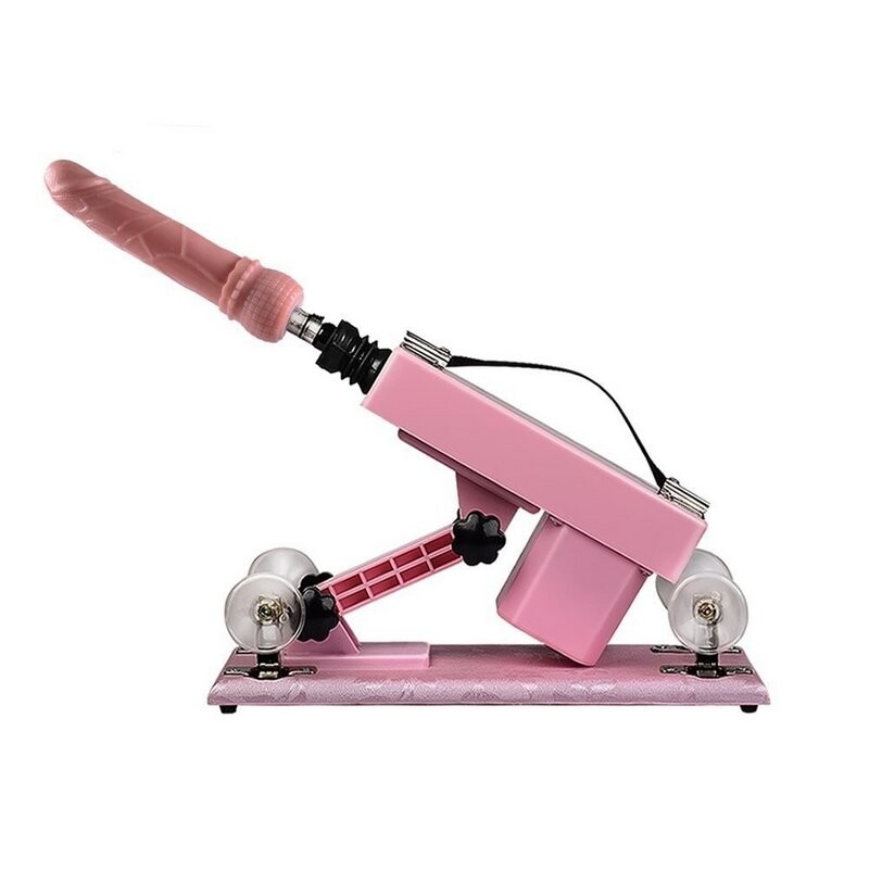 Machine à sexe de masturbation en couple avec coupelle vaginale et 8 accessoires de gode rose