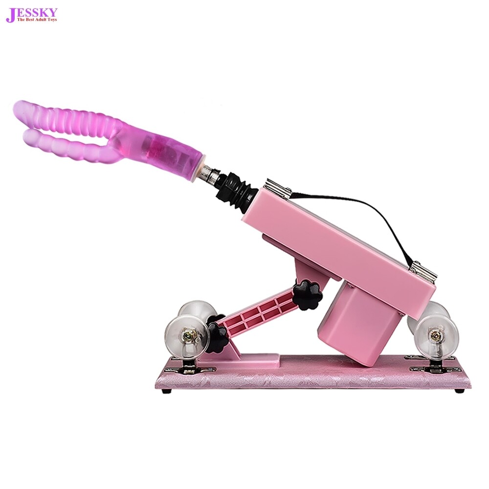 Machine à sexe de masturbation en couple avec coupelle vaginale et 8 accessoires de gode rose