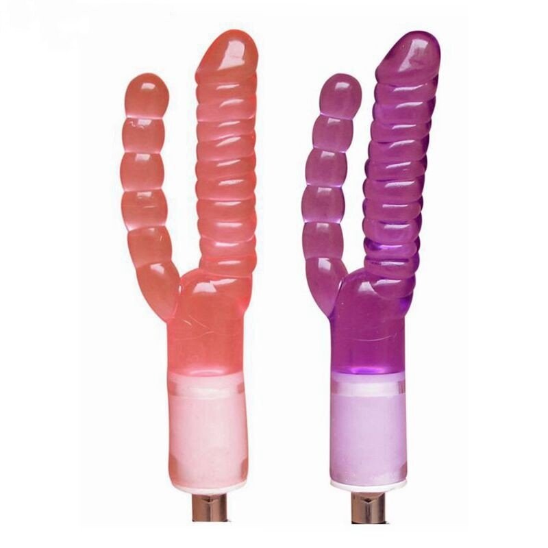 Double Masturbateur à Double Têtes Réaliste Double Dildo Plaisir Vaginal et Anal pour Machine à Sexe