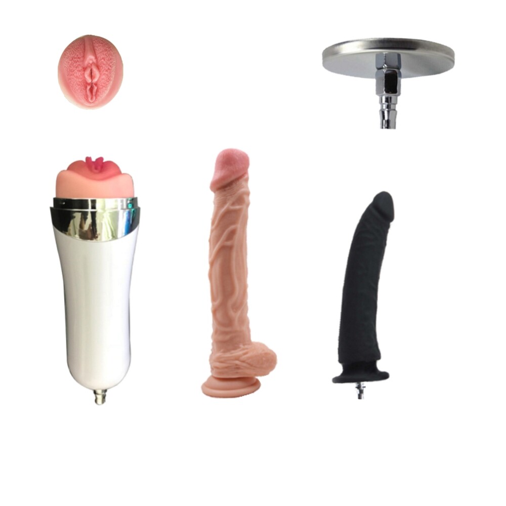 JESSKY 4PCS Attachements de Machine à Sexe Quick Air Connector, 2 X Dildo, Tasse de Sexe, Attachement de Ventouse