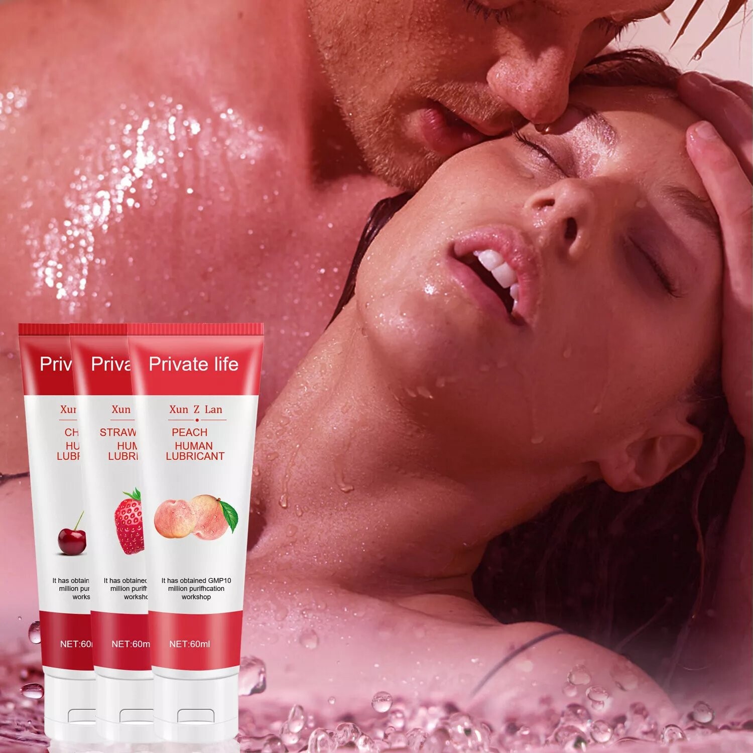 Lubrifiant personnel comestible aromatisé aux fruits pour sexe oral - Lubrifiant à base d'eau pour fantasmes sexuels et orgasmes intenses - 60ml