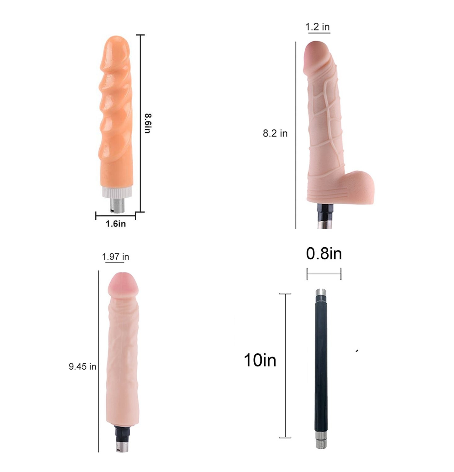 Accessoires de Dildo Réalistes pour la Machine à Sexe Jessky - Set de 4 pièces avec connecteur 3XLR