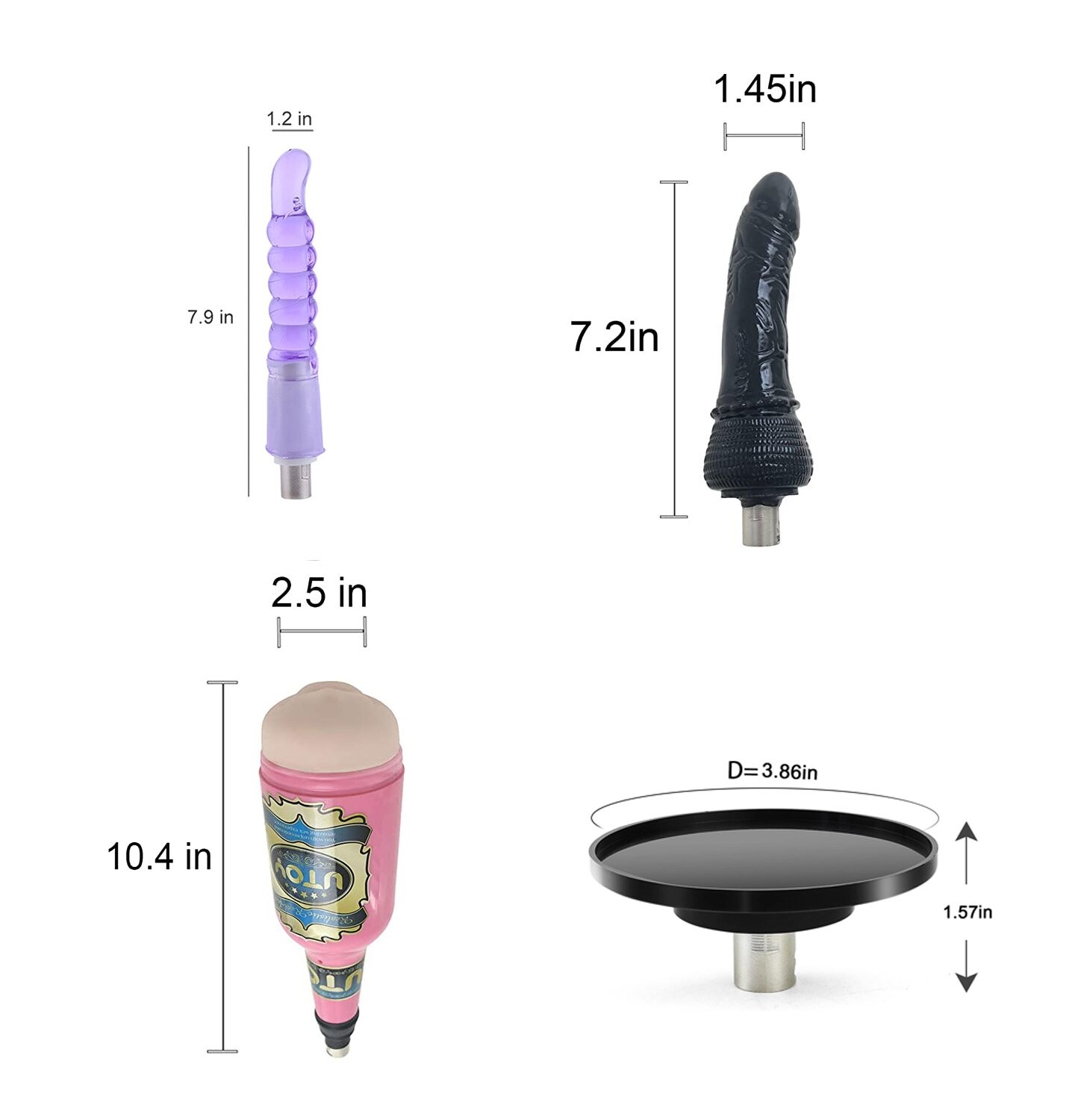 Accesorios para la Máquina Sexual Jessky - Dildo Realista, Plug Anal, Copa Masturbadora Oral y Adaptador de Ventosa