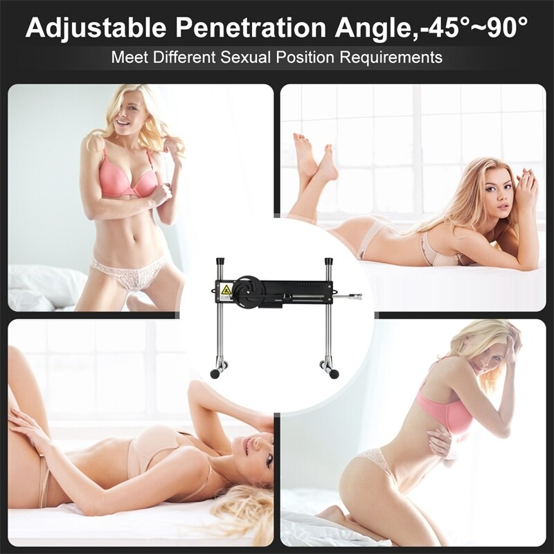 Máquina de sexo 120W con ángulo ajustable de 90 grados y cuatro accesorios de consoladores sexuales para mujeres