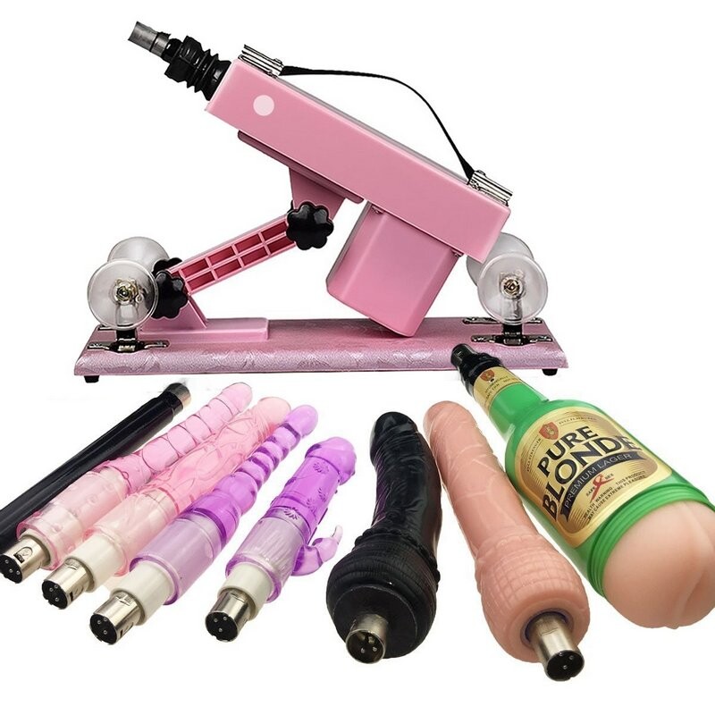 VIDEOS Parejas Máquina de Sexo de Masturbación con Taza de Vagina y 7 Piezas de Accesorios de Consolador Rosa