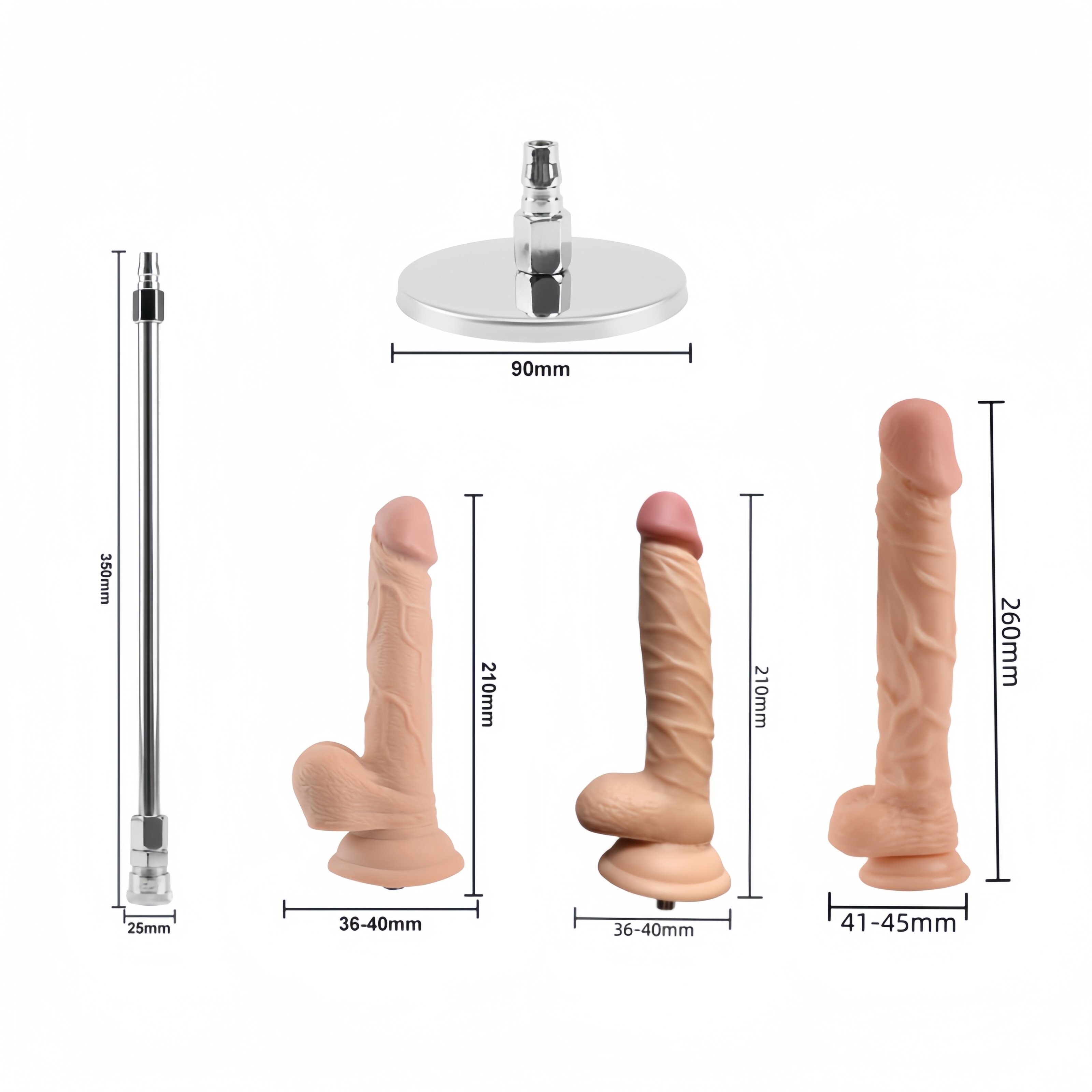 VIDEOS Jessky Sex Machine Potencia de penetración poderosa y sin ruido con 3 PCS Vac-u-Lock Dildo Silver