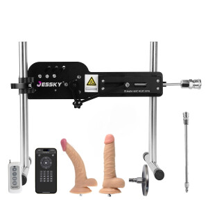 Máquina de sexo de control de aplicaciones premium con control remoto inalámbrico y dos consoladores