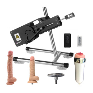 Jessky Máquina de sexo para hombres y mujeres con control remoto inalámbrico y a través de la aplicación móvil con 4 accesorios