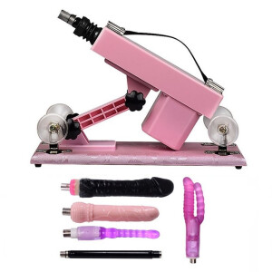 Ametralladora/cañón automático de orgasmos con 5 accesorios de grandes consoladores
