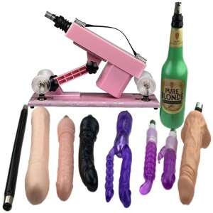 Máquina de sexo para masturbación de parejas con copa vaginal y 8 accesorios de consolador rosados