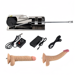VIDEOS Máquina sexual Jessky de gran potencia de penetración y sin ruido con 2 consoladores Vac-u-Lock plateados