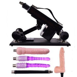 Vrouwelijke Masturbatie Seksmachinegeweer met 5 grote dildo-accessoires voor vrouwen zwart