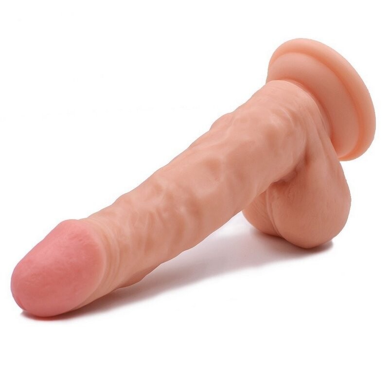 Adonis Rebellious Véarsa 7.2 Dual Density Dildo Dong le Veins agus Ballaí agus Cupa Greamaithe Cumhachta